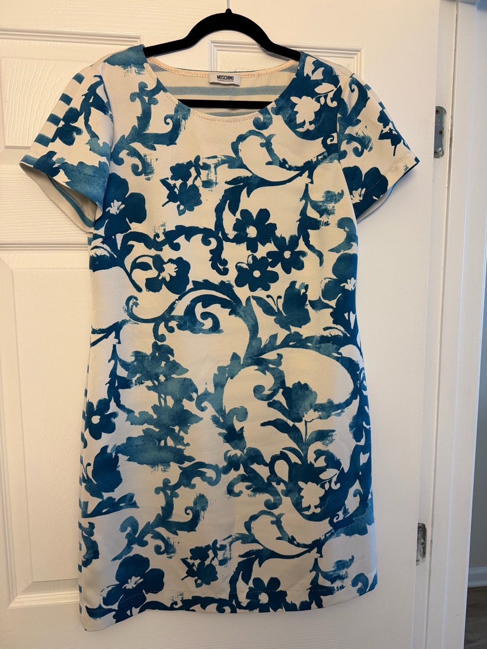Moschino blue and white shift dress